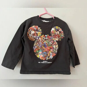 Zara x Disney 100  Years Characters Mickey Ears Graphic Long Sleeve Shirt 2-3Y